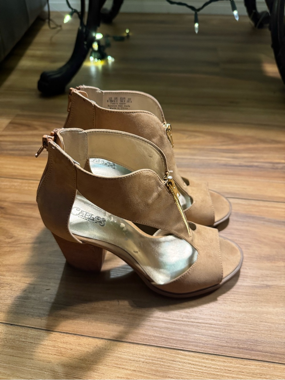 Carlos by Carlos Santana Tan Faux Suede Open-Toe Block Heel Sandals